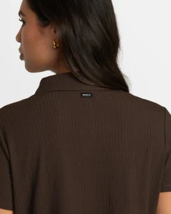 RVCA JENNI BUTTONED SHORT-SLEEVE SHIRT Chocolate Torte Best