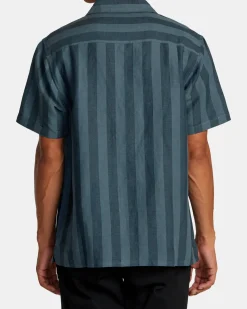 RVCA LOVE STRIPE SHORT SLEEVE SHIRT Petrol Blue Hot