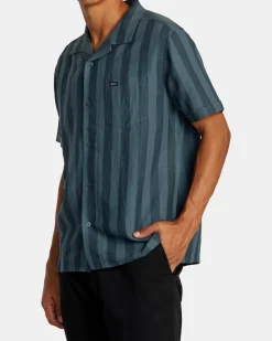 RVCA LOVE STRIPE SHORT SLEEVE SHIRT Petrol Blue Hot