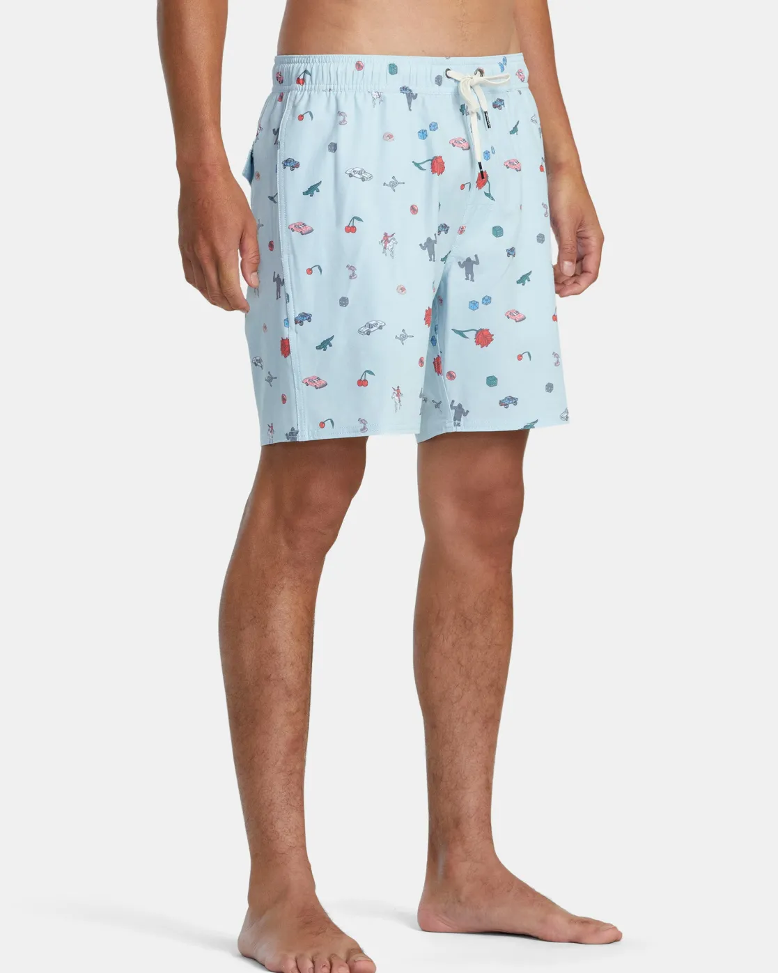 RVCA LUKE P ELASTIC WAIST BOARDSHORTS 17'' Light Blue Clearance