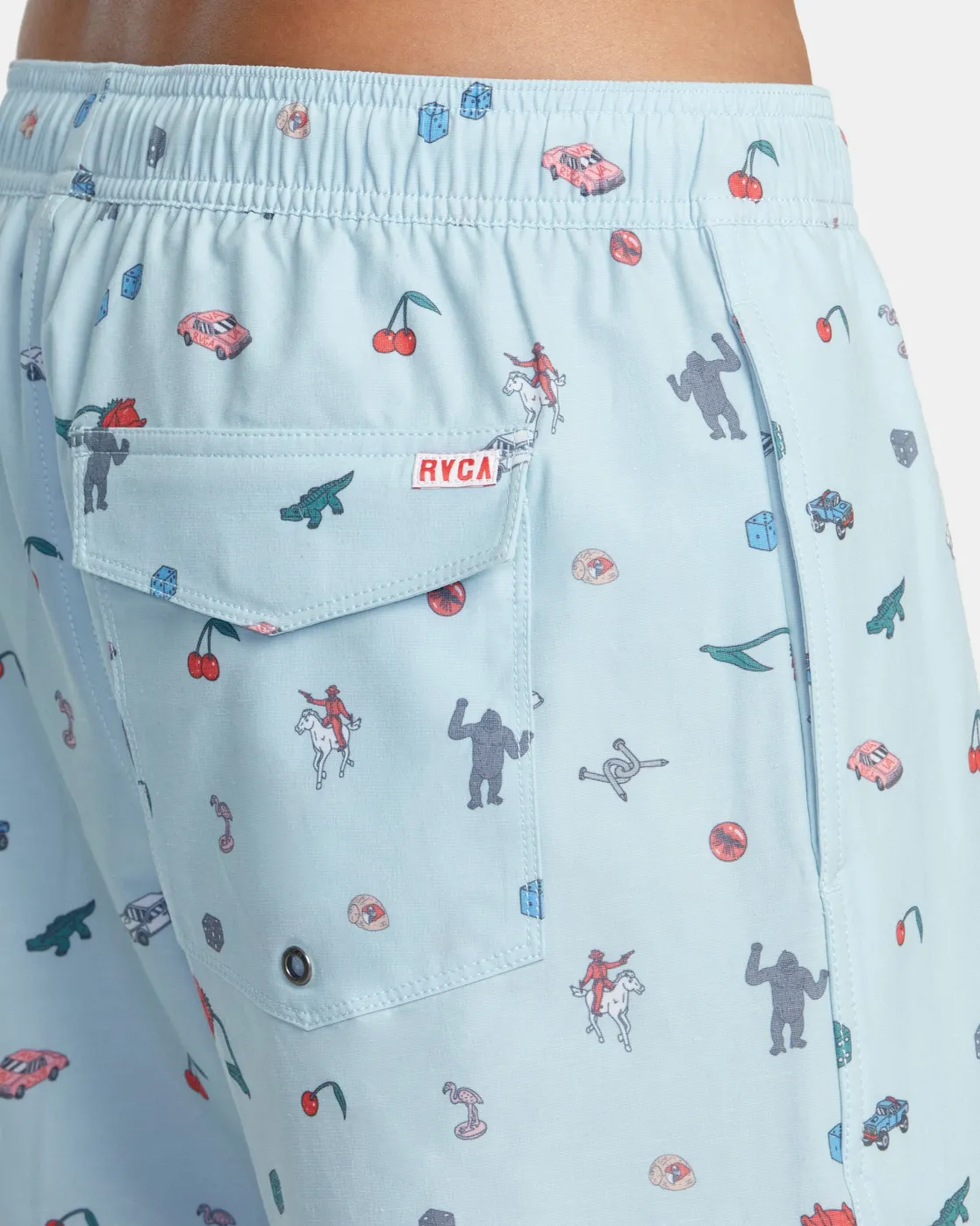 RVCA LUKE P ELASTIC WAIST BOARDSHORTS 17'' Light Blue Clearance