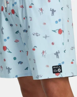 RVCA LUKE P ELASTIC WAIST BOARDSHORTS 17'' Light Blue Clearance
