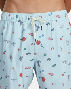 RVCA LUKE P ELASTIC WAIST BOARDSHORTS 17'' Light Blue Clearance