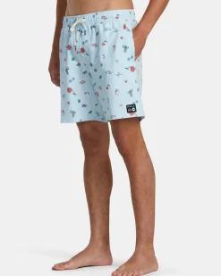 RVCA LUKE P ELASTIC WAIST BOARDSHORTS 17'' Light Blue Clearance