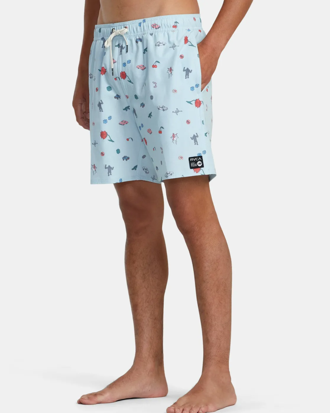 RVCA LUKE P ELASTIC WAIST BOARDSHORTS 17'' Light Blue Clearance