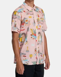 RVCA LUKE P SHORT SLEEVE SHIRT Multi New