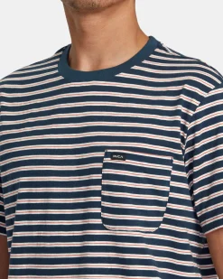 RVCA MAGNOLIA CREW SHORT SLEEVE KNIT Petrol Blue Clearance