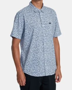 RVCA MICRO GARDEN SHORT SLEEVE SHIRT Blue Tide