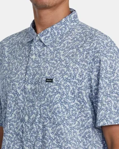 RVCA MICRO GARDEN SHORT SLEEVE SHIRT Blue Tide