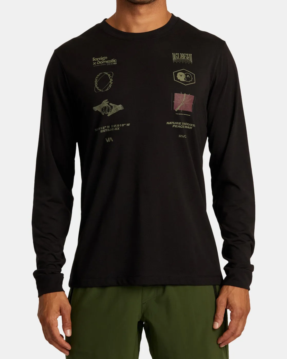 RVCA MULTI GRID LONG SLEEVE TEE Black Outlet