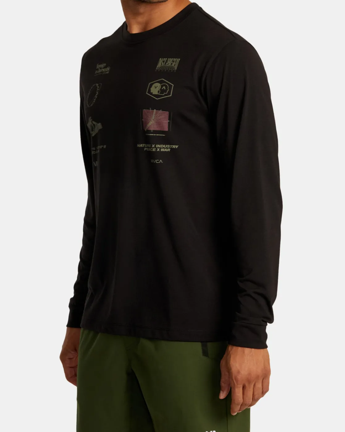 RVCA MULTI GRID LONG SLEEVE TEE Black Outlet