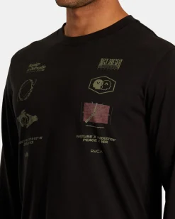 RVCA MULTI GRID LONG SLEEVE TEE Black Outlet