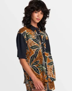 RVCA NAUTI SHIRT SHORT SLEEVE SHIRT Camel Sale