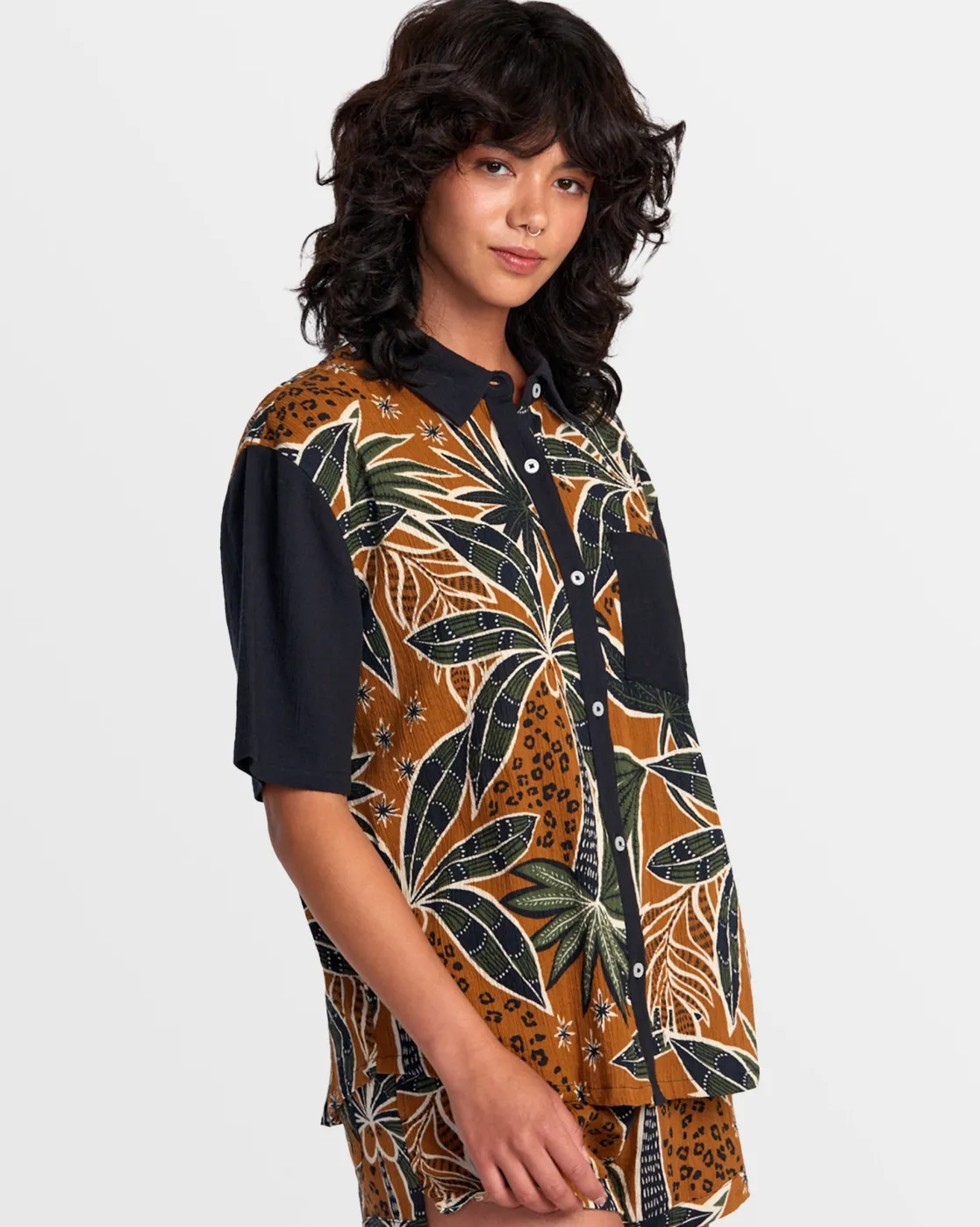 RVCA NAUTI SHIRT SHORT SLEEVE SHIRT Camel Sale