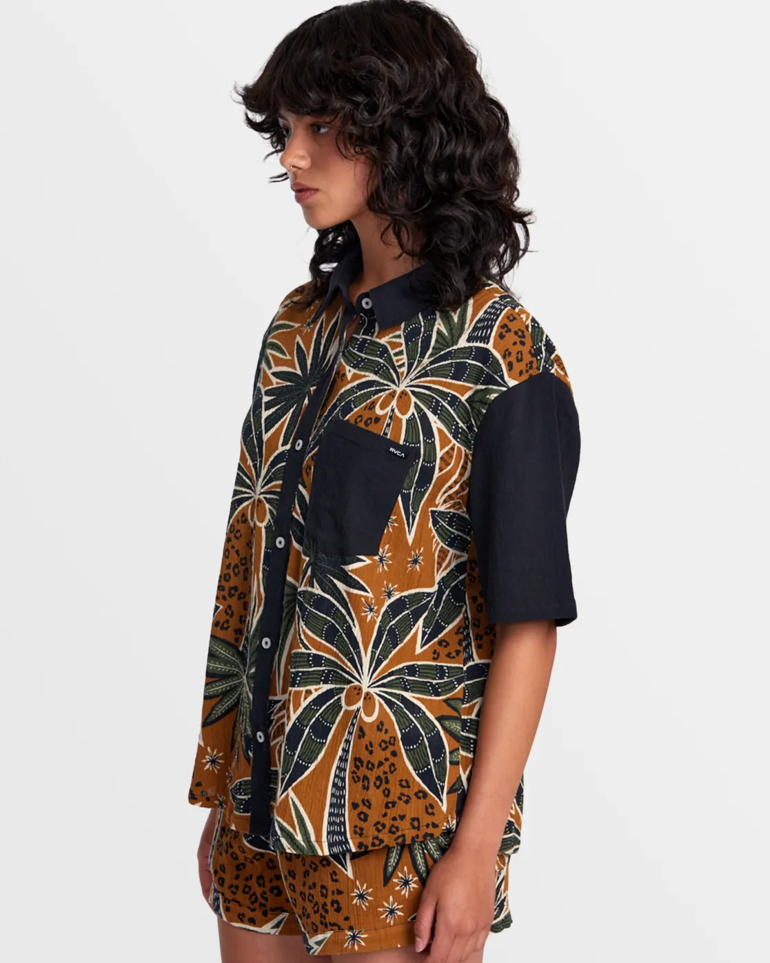 RVCA NAUTI SHIRT SHORT SLEEVE SHIRT Camel Sale