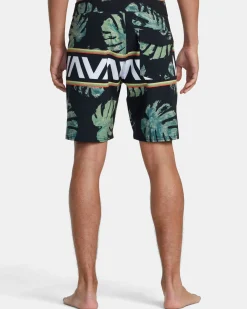 RVCA OBLOW HAWAII BANDED BOARDSHORTS 18'' Black Clearance