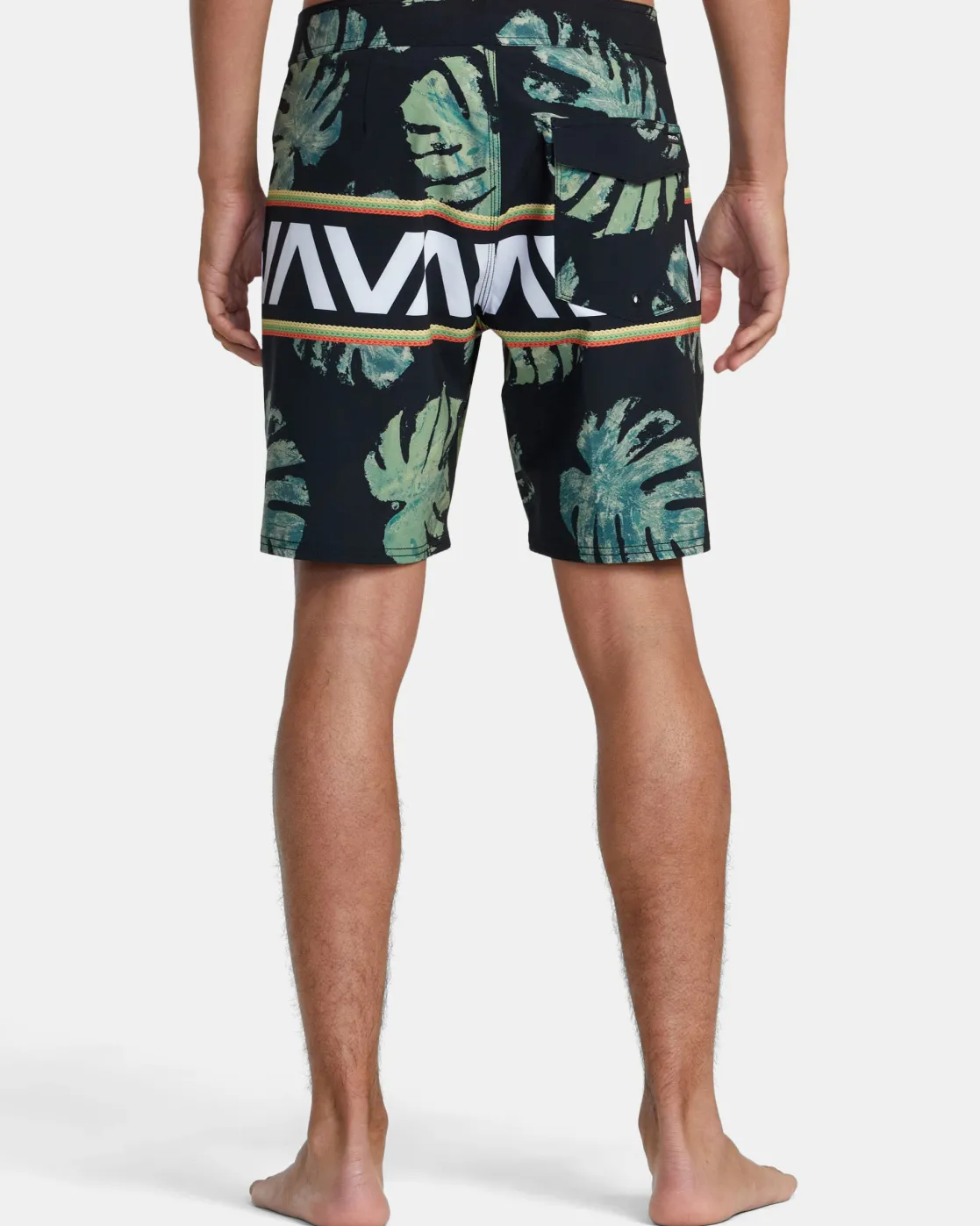 RVCA OBLOW HAWAII BANDED BOARDSHORTS 18'' Black Clearance