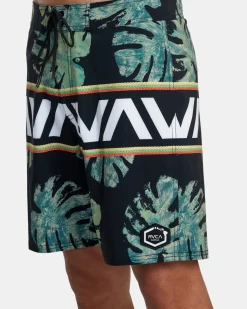 RVCA OBLOW HAWAII BANDED BOARDSHORTS 18'' Black Clearance