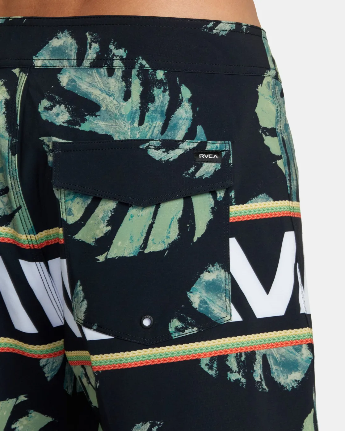 RVCA OBLOW HAWAII BANDED BOARDSHORTS 18'' Black Clearance