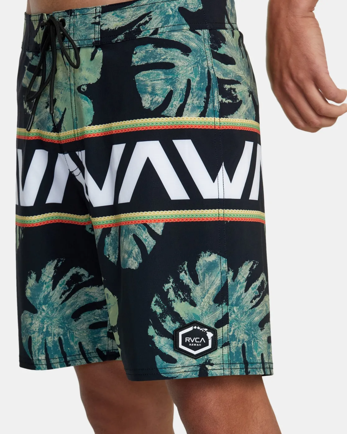 RVCA OBLOW HAWAII BANDED BOARDSHORTS 18'' Black Clearance