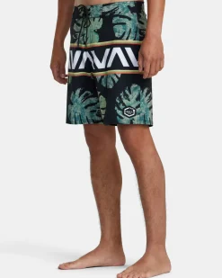 RVCA OBLOW HAWAII BANDED BOARDSHORTS 18'' Black Clearance
