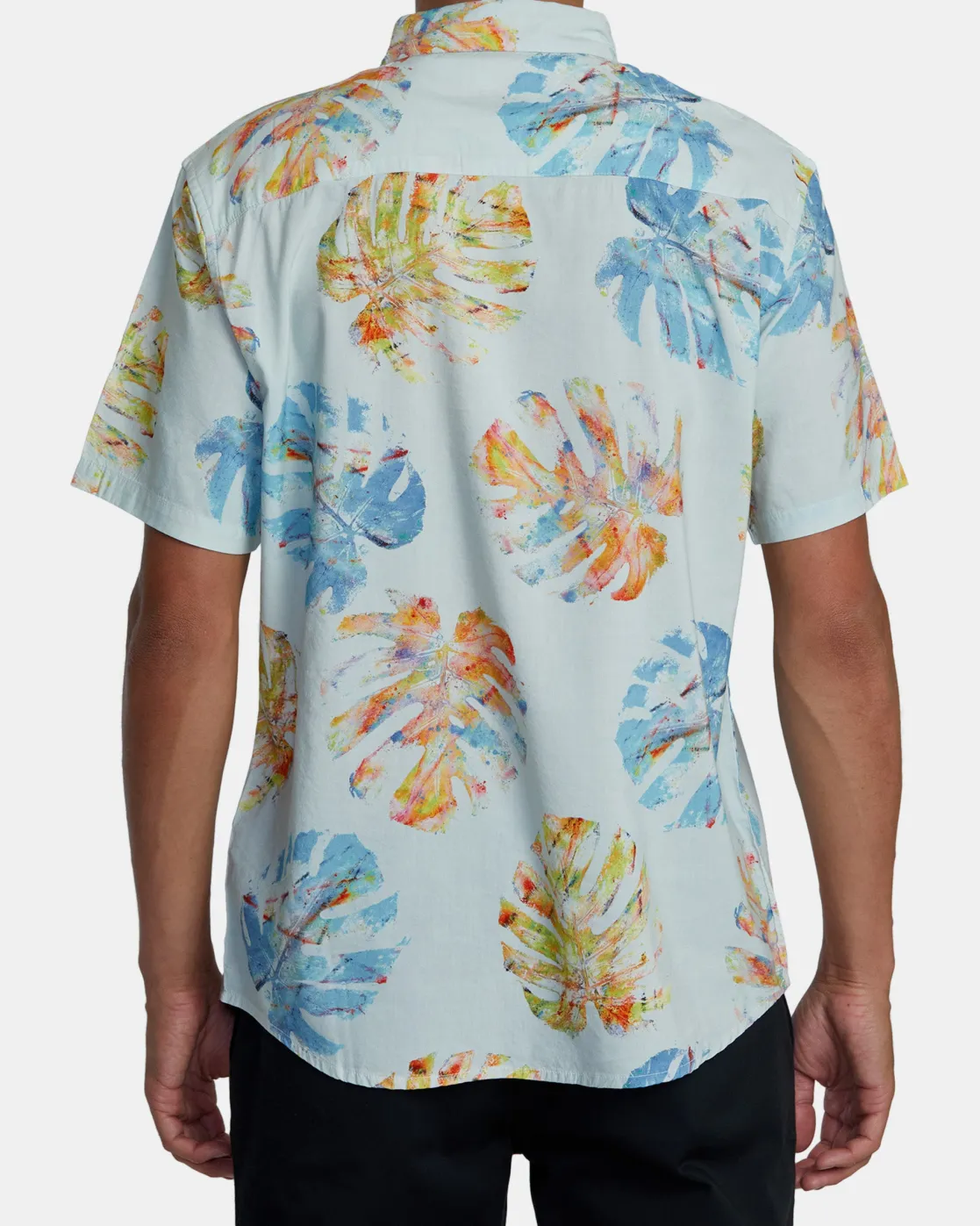 RVCA OBLOW HAWAII SHORT SLEEVE SHIRT Light Blue New