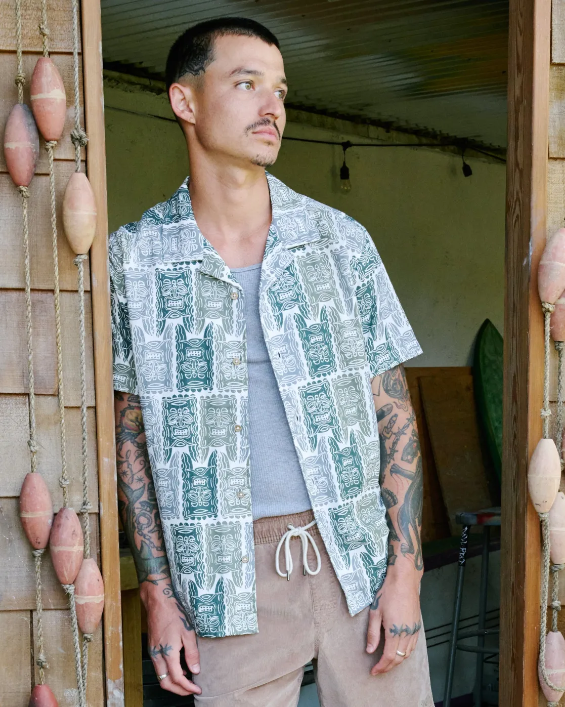 RVCA OBLOW TAPA SHORT SLEEVE SHIRT Antique White Discount