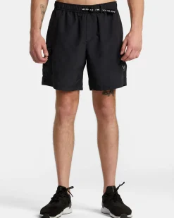 RVCA OUTSIDER PACKABLE CARGO SHORTS UTILITY SHORTS Black Clearance