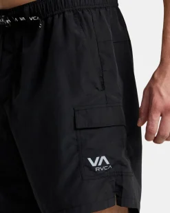RVCA OUTSIDER PACKABLE CARGO SHORTS UTILITY SHORTS Black Clearance