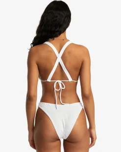 RVCA PALM GROOVES WIDE STRAP TRIANGLE BIKINI TOP Whisper White New