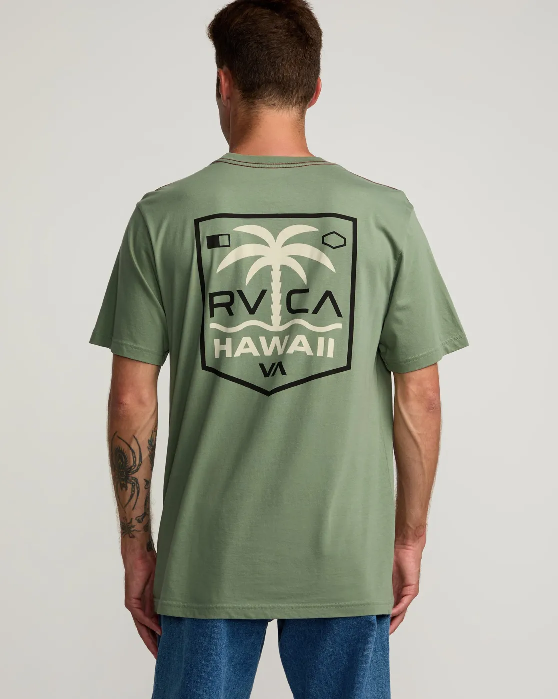 RVCA PALM SHIELD TEE Jade