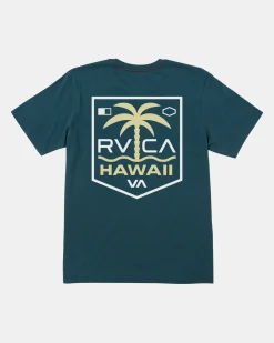 RVCA PALM SHIELD TEE Duck Blue Best