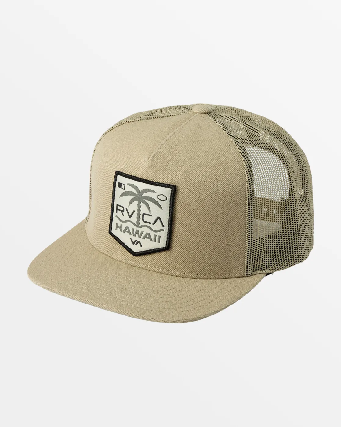 RVCA PALM SHIELD TRUCKER HAT Khaki New