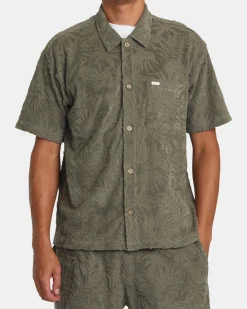 RVCA PALMS DOWN SHORT SLEEVE SHIRT Mushroom Hot