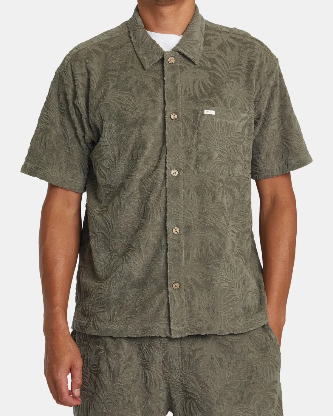 RVCA PALMS DOWN SHORT SLEEVE SHIRT Mushroom Hot