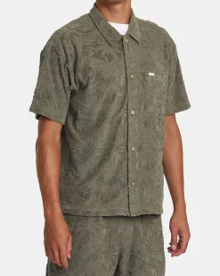 RVCA PALMS DOWN SHORT SLEEVE SHIRT Mushroom Hot