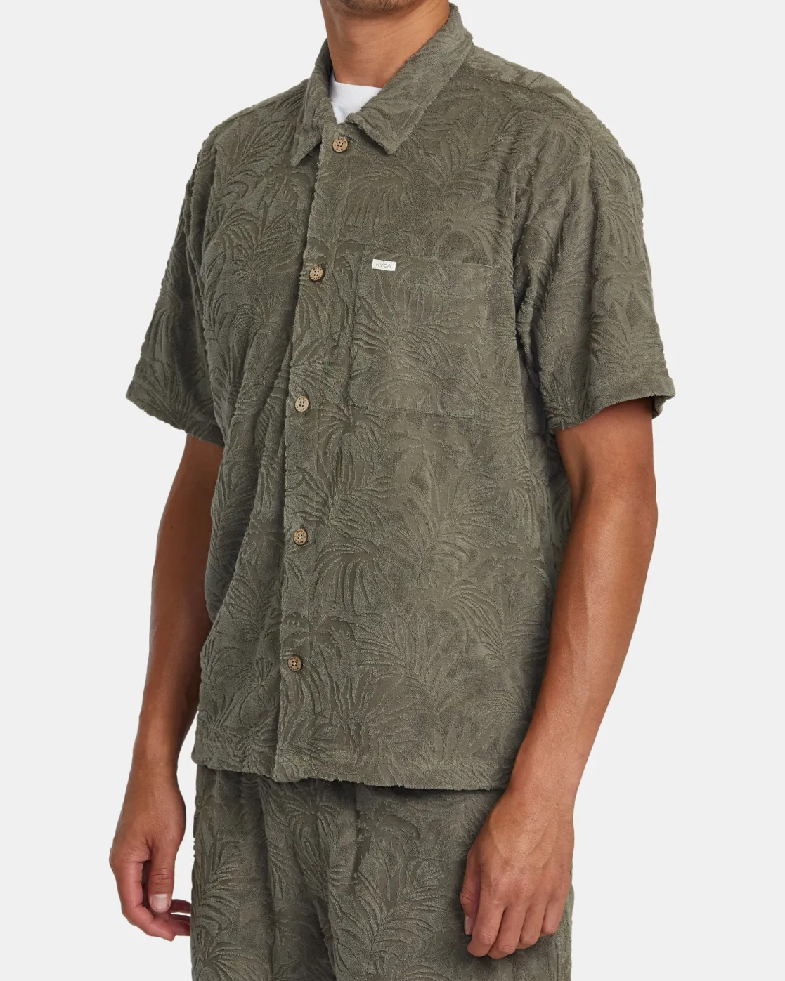 RVCA PALMS DOWN SHORT SLEEVE SHIRT Mushroom Hot