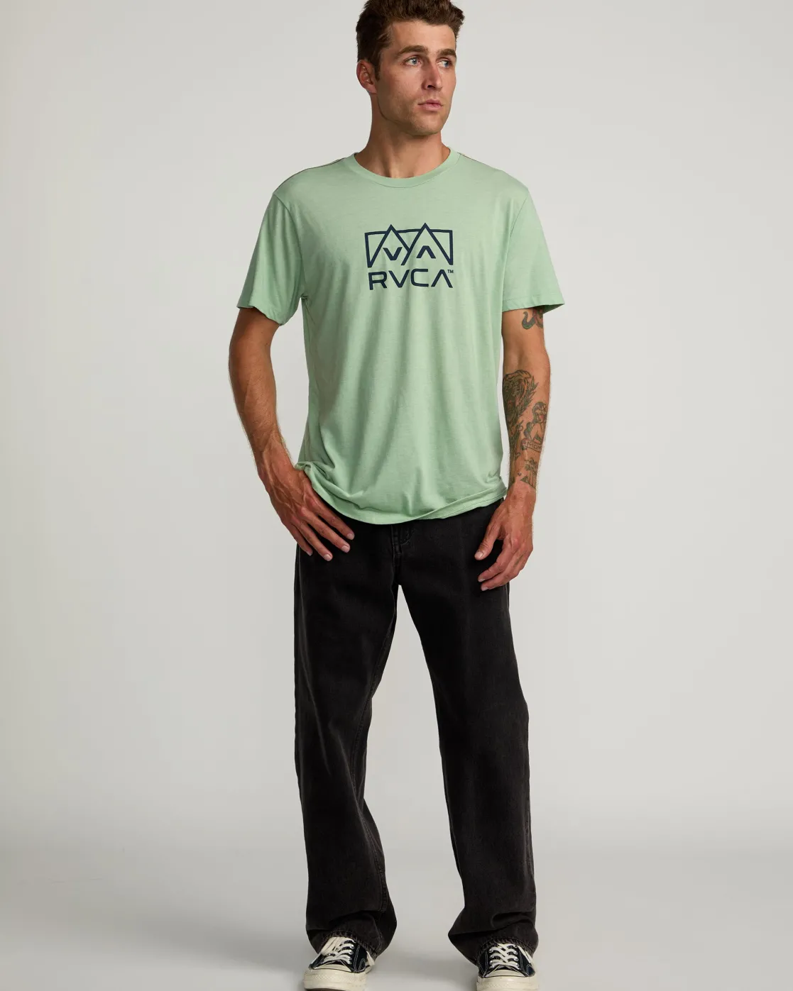 RVCA PEAKS TEE Granite Green Outlet