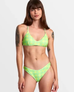RVCA PICNIC CROSSBACK TRIANGLE BIKINI TOP Neon Green Clearance