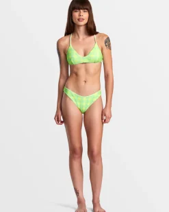 RVCA PICNIC CROSSBACK TRIANGLE BIKINI TOP Neon Green Clearance