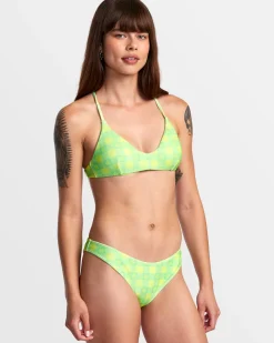 RVCA PICNIC CROSSBACK TRIANGLE BIKINI TOP Neon Green Clearance