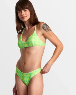 RVCA PICNIC CROSSBACK TRIANGLE BIKINI TOP Neon Green Clearance