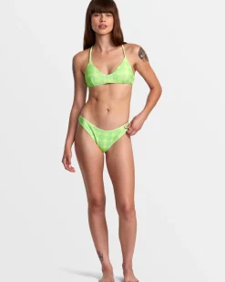 RVCA PICNIC HIGH LEG FRENCH BIKINI BOTTOMS Neon Green New