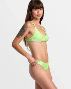 RVCA PICNIC HIGH LEG FRENCH BIKINI BOTTOMS Neon Green New