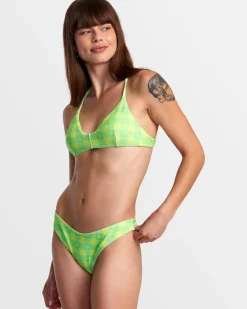 RVCA PICNIC HIGH LEG FRENCH BIKINI BOTTOMS Neon Green New