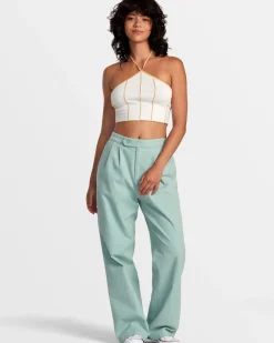 RVCA PIPER HALTER CROP TOP Latte Discount