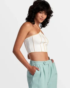 RVCA PIPER HALTER CROP TOP Latte Discount
