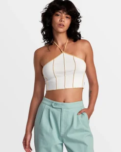 RVCA PIPER HALTER CROP TOP Latte Discount