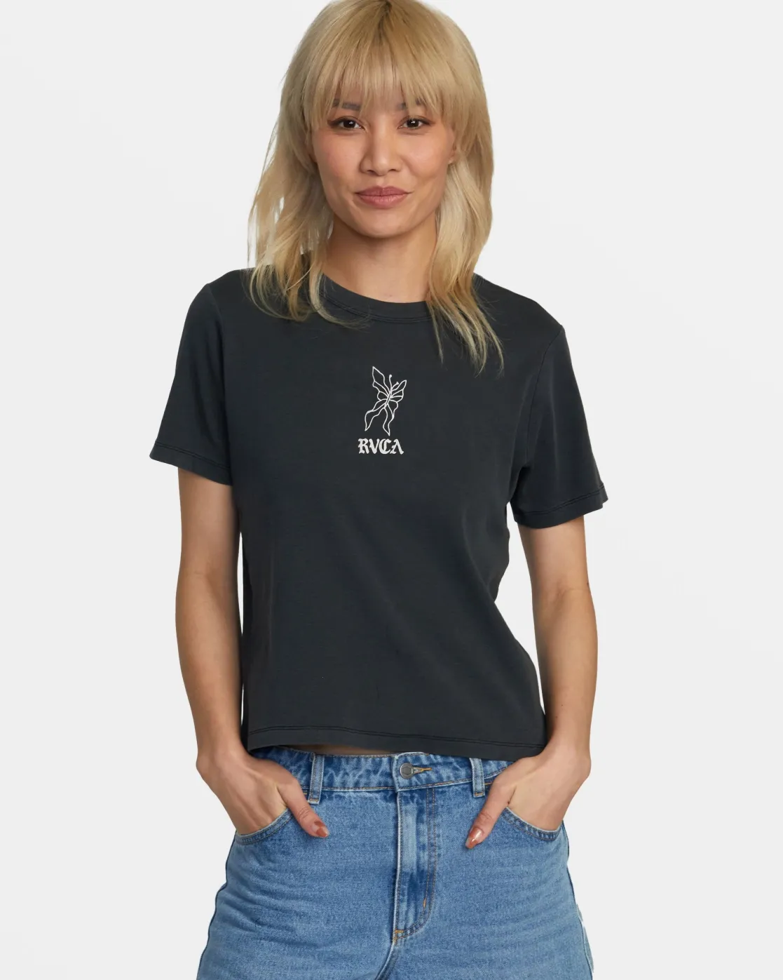 RVCA PIXIE DAILY TEE Washed Black Discount