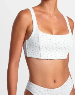 RVCA POINTE CORSET BIKINI TOP White Hot
